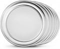 New Star Foodservice Restaurant-Grade Aluminum Pizza Pan/Tray, Wide Rim, 8 Inch, Pack of 6