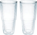 Tervis Clear & Colorful Tabletop Made in USA Double Walled Insulated Tumbler Travel Cup Keeps Drinks Cold & Hot, 24oz - 2pk, Clear