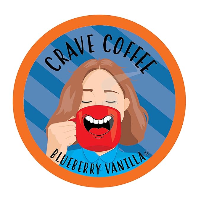 Crave Beverages Flavored Coffee Pods Compatible with Keurig K-Cup Brewers, Single Serve Blueberry Vanilla, 100 Count