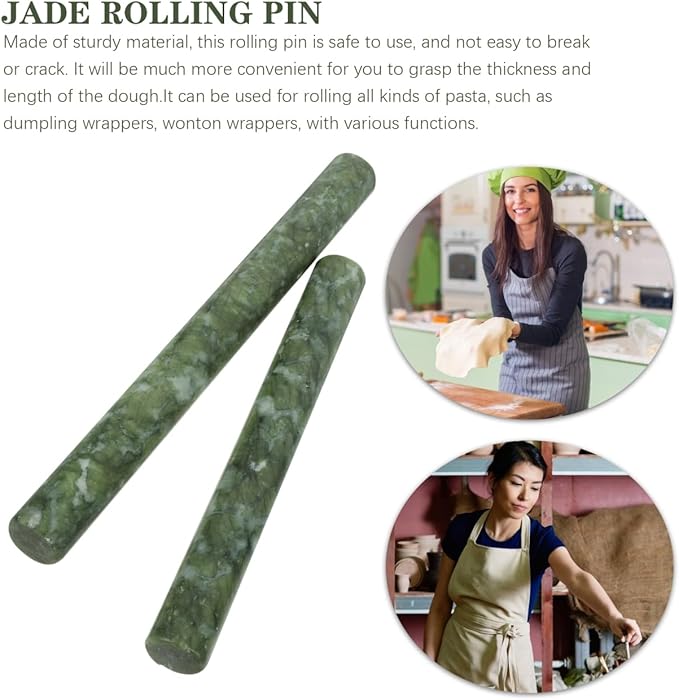 Amosfun Marble Dough Roller 2pcs Chinese Jade Stone Rolling Pins Dough Roller Pizza Rolling Pin Dumpling Roller Kitchen Tools Baking Supply