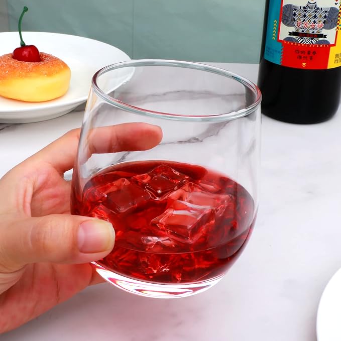 Wine Glasses,12oz Stemless Wine Glass,for Red or White Wine,High-end Banquet, Party, Bar, Wedding, Gift (24 pcs)