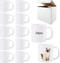 24 Pack 11 oz sublimation mugs with boxes round handle tazas para 11oz ounce coffee cups for sublimation mug blanks bulk products (White, 11OZ)