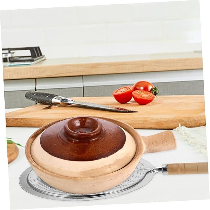Yardwe Wooden Handle Pot Mat 12.6X8.3 Inch Kitchen Heat Diffuser Insulation Pads for Hot Pots Pans Coffee Makers with Hanging Rope Set of 3