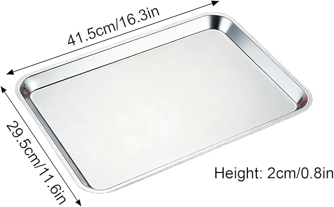 Baking Sheet, Stainless Steel Tray, Dishwasher Leak Pan, Metal Drip Pan for Kitchen Baking, Barbecue, Lab Instrument, Pet Treatment(41.5 * 29.5 * 2cm/16.3 * 11.6 * 0.8in)