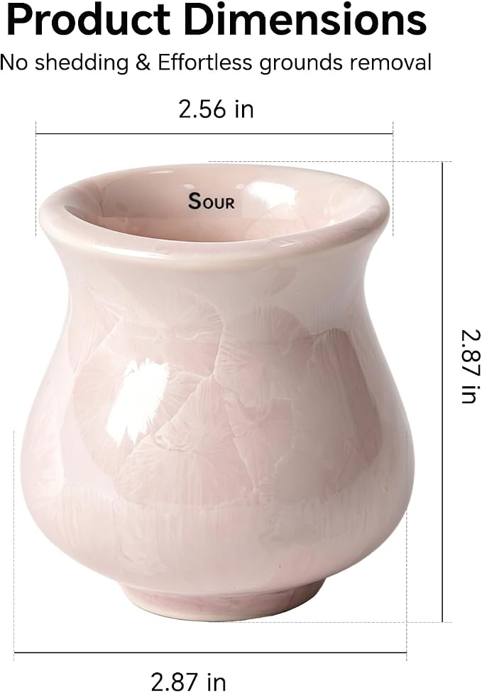 Ceramic Espresso Tasting Cup 4oz Handcrafted Ice Crackle Porcelain Cortado & Macchiato Cup, Asymmetrical Sensory Thick Wall Coffee Mug with Anti-Slip Base, Demitasse Barista Gift, Pink