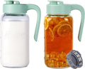 Mason Jar Pitcher - Airtight & Leakproof Glass Pitcher with Lid, Perfect for Breastmilk, Cold Brew, and Sun Tea, 2 Quart (64 oz) Mason Jar with Pour Spout Lid