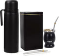 Yerba Mate Set with 34 oz Insulated Bottle, 8.4 oz Gourd Cup, Bombilla Straws, Tea Container, Stainless Steel (Argentina)