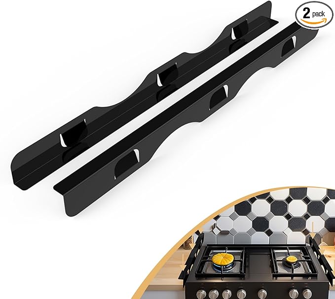 Stove Gap Covers 316 Stainless Steel,Thick Stove Gap Filler,Heat-Resistant Oven Side Gap Filler,Between Stove and Counter Slide In Range Trim Kit for Kitchen,2 Pack (23.2” Upgrade Shiny Black)