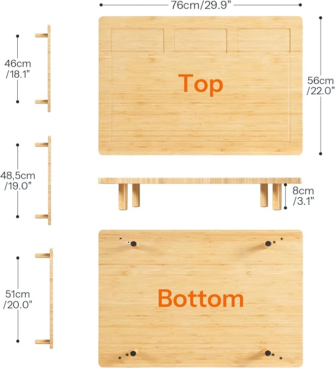 HOOBRO Bamboo Stove Top Cover, Noodle Board Stove Cover with Removable Legs, Stove Top Cover Board for 30”x22” Electric Stove, Gas Burners, Stove Cover Cutting Board for Sink, Oven, Natural YL76TL01