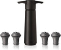 Vacu Vin Original Wine Saver with 4 Vacuum Bottle Stoppers – Wine Preserver Pump for Red or White Wine – Manual Air Remover System – Airtight Seal – Keep Wine Fresh Longer – Black