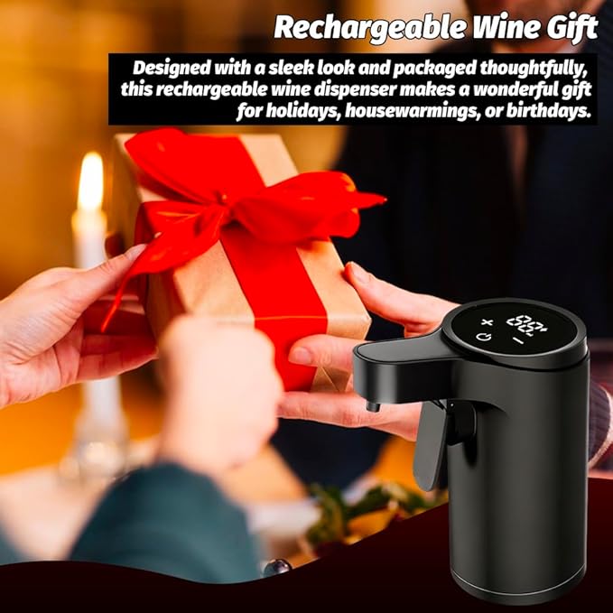 Electric Wine Aerator and Dispenser, Rechargeable Automatic Wine Pourer with LED Touch Screen and Self-Clean, 1-99ML Quantitative Wine Decanter for Home, Party, Holiday Gifts