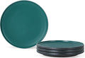 Ceramic Salad & Dessert Plates Set, 8 Inch, Set of 4, Modern Green | Stoneware, Dishwasher & Microwave Safe, Small Dinner Plates, For Cake, Fruits, Waffle, Pasta, Salad