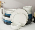 Metflavor Plate Set for 8 Kitchen Plates and Bowls Ceramic Dinner Set for 8, Microwave Safe Plates and Bowls Sets Stone Plate 24 Pieces Dinner Ware Sets Scratch Resistant (Galaxy Mist)