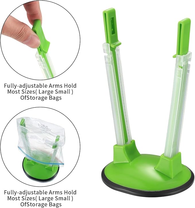 Baggy Rack, Freezer Bag Holder Stand, Adjustable Food Storage Holders, Plastic Food Prep Bag/Zip Lock Bag Holder Stand, for Meal Prep Bag, Kitchen Gadget