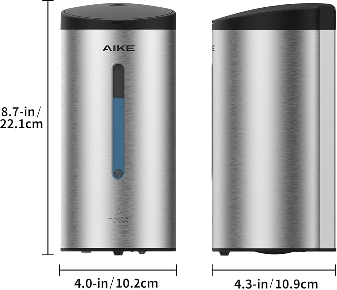 AIKE Automatic Commercial Soap Dispenser and Wall Mount Paper Towel Dispenser Bundle, Model AK1205& AK5181 Brushed
