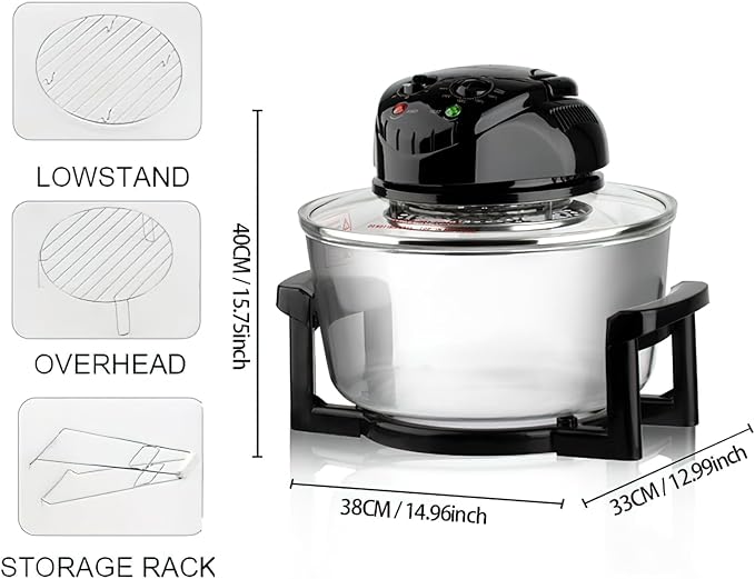 20L 3-in-1 Turbine light wave oven，glass air fryer, 360 ° circulating heating, high-precision glass body, healthy kitchen baking, toaster, broiler, toaster, steamer, and grill (3)