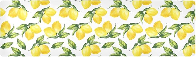 ALAZA Yellow Lemon and Leaves on White Trivet Table Runner 40 Inches Long Trivet for Hot Pots and Pans/Hot Dishes,Table Protector Heat Up to 230F, Decorative Hot Plates Mat for Kitchen Counter