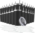 25 pack 20 oz Stainless Steel Insulated Tumbler with Straw and Lid, Double Wall Travel Coffee Mug Vacuum Insulated Bulk Tumbler, Suitable for Vehicle Cup Holders Black
