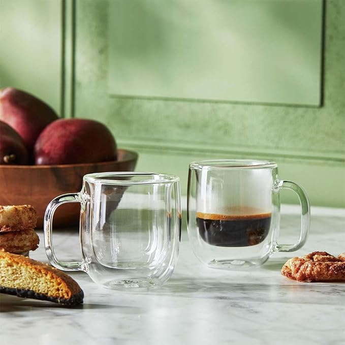 ZWILLING Sorrent 39500-110 Sorrento Double Wall Glasses, Espresso, 2-Piece Set, Insulated, Double Layer