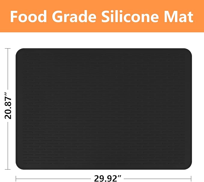 Stove Top Cover for Electric Stove- Range Covers for Electric Stove,Silicone XXL Dish Drying Mat, Glass Cooktop Covers, Flat RV Range top Mats (Black, 30"x21")