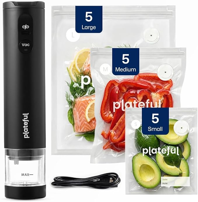 Handheld Vacuum Sealer for Food - Portable Cordless Food Vacuum Sealer Machine, Compact Mini Seal for Storage, Sous Vide & Freezer Preservation (15 Bags)