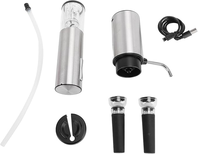 Stainless Steel Electric Wine Aerator, USB Rechargeable Corkscrew, Automatic Wine Pourer with Aerating Chamber, Ideal for Lovers Gifts