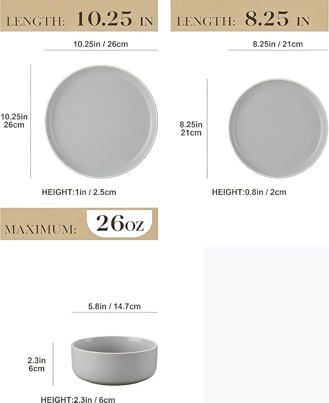 Plates and Bowls Sets,12 Pieces Round Porcelain Dinnerware Sets,Dishes, Plates, Dishware Sets,Chip Resistant Ceramic Dish Set Dining Dinner Ware Service for 4