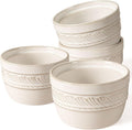 Artena Ramekins Oven Safe, Creme Brulee Ramekins, Embossed White Ceramic Ramiken, Souffle Pudding Custard Cups, Baking Dish, Dipping Bowls, Sauce Cups, Set Of 4 (8 oz, Willow Leaf)