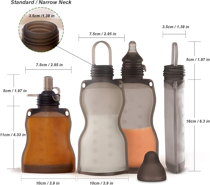 haakaa Silicone Breast Milk Storage Bag&Yummy Pouch Sippy Spout Set-Reusable Milk Collector Freezer Bag for Breastfeeding Mom - Baby Food Storing Yummy Pouch -Adaptor Compatible haakaa Yummy Pouches a