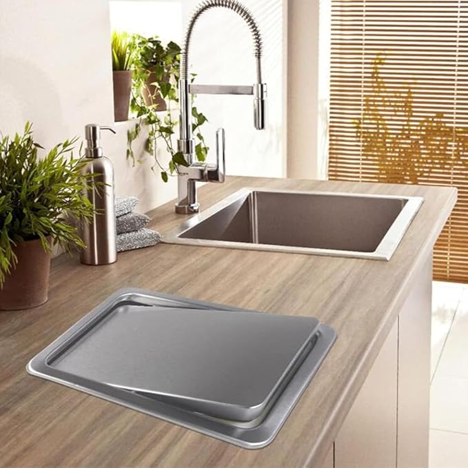 Flap Trash Bin Lid Embedded Countertop Built-in Garbage Can Square Swing Cover Stainless Steel Balance Flap Cover, for Kitchen Bedroom Workbench Office Desk,-Black,Silver,Silver