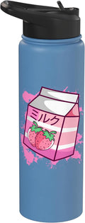 Kawaii Japanese Pink Retro 90s Strawberry Milk Carton Stainless Steel Insulated Water Bottle