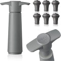 Vacu Vin Wine Saver Pump Gray with Vacuum Wine Stopper - Keep Your Wine Fresh for up to 10 Days - 1 Pump 6 Stoppers - Reusable - Made in the Netherlands