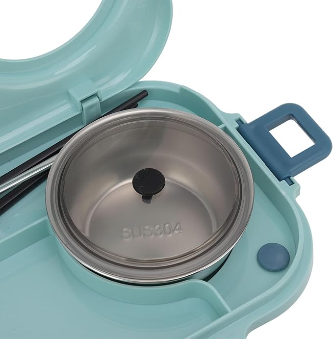 Thermal Lu Box For Hot Food Thermal Tazon,Lu Box Lu Box Thermal Lu Box 1100Ml Double Layer 3 Grid Design 304 Stainl Steel Box With Chopsticks Spoon Soup Bowl G (Blue)