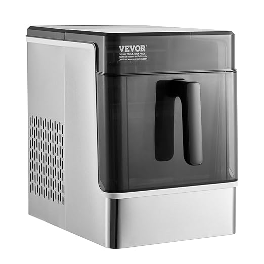 VEVOR Countertop Ice Maker, 32 Cubes Ready in 15 Mins, 46lbs in 24Hrs, Self-Cleaning Portable Ice Maker with Convenient Ice Transfer, Ice Machine with 2 Sizes Ice Cube for Home Kitchen Office Party