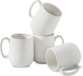 HASENSE Coffee Mugs Set of 4, 15 Ounce Porcelain Latte Mug Set with Handle for Morning Coffee Tea and Cocoa, Ceramic Coffee Cups with Unqiue Glaze for Men, Women, Plain