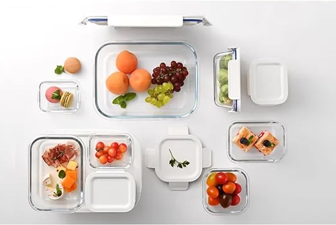 LocknLock LNG455S5W The Clear Borosilicate Glass Food Storage Containers with Lids, 10-Piece Set for Kitchen, Lunch, Meal Prep, Leftovers, Leakproof, Freezer, Microwave, and Dishwasher Safe