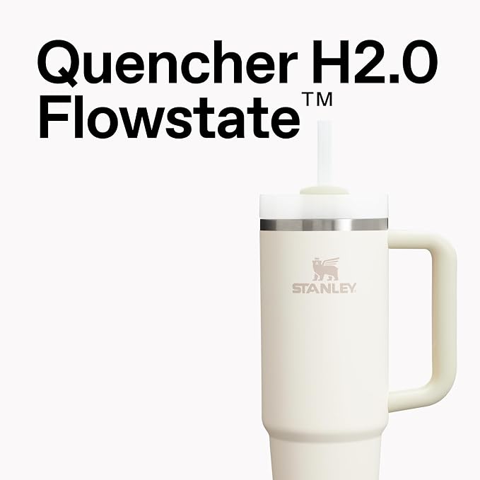 STANLEY Quencher H2.0 Tumbler with Handle and Straw 20 oz | Flowstate 3-Position Lid | Cup Holder Compatible for Travel | Insulated Stainless Steel Cup | BPA-Free | Blue Dream Stone
