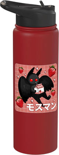 Cryptid Mothman Lover Kawaii Strawberry Milk Shake Carton Stainless Steel Insulated Water Bottle