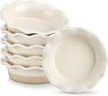 vancasso Mini Pie Pans Set of 6, 5.2 Inch Ceramic Deep Dish Pie Plates with Ruffled Edge for Baking, Microwave & Oven Safe, Cream Colored