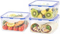 KIGI 42 oz Square Food Storage Containers, Leak-proof &Airtight, 4-Sided Locking Lid, Ideal for Lunch, Meal Prep, Leftover & Salad, BPA-Free Plastic, 5.2 cup, 6 Piece Set