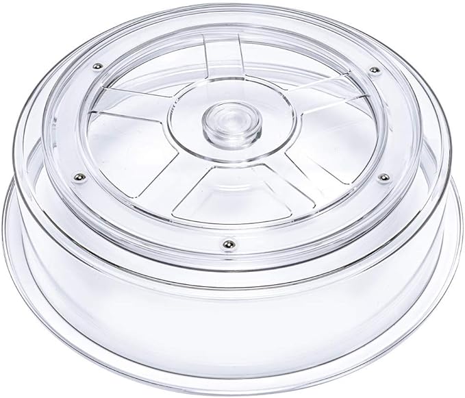 SANNO Lazy Susan Cabinet Organizer, Clear Turntable Food Pantry Storage Container for Kitchen Spice Pantry Fridge Cupboard Organizing-9.8",Set of 2