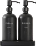 Prus Waso Matte Black Soap Dispenser Set, Kitchen Soap Dispenser Set with Black Stainless Steel Pump, Perfect for Kitchen Decor and Accessories. (Black)