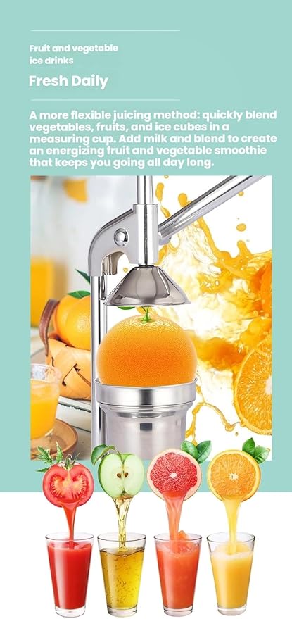 Cast Iron Juicer, Cast Iron Juicer Hand Press, Heavy Duty Hand Press Juice Extractor for Fresh Lemonade Orange Juice, Home and Kitchen Essentials, Easy to Use