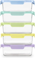 Ello Color Lock Glass Meal Prep Sets Leak-Proof Glass Food Storage Containers with Airtight BPA-Free Plastic Lids, Dishwasher, Microwave, and Freezer Safe