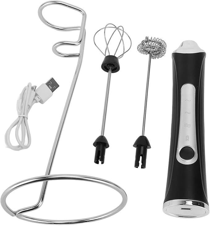 Milk Frother Wand Rechargeable Handheld Foam Maker Drink Mixer Electric Whisk Beater with Stand for Coffee Hot Chocolate Matcha