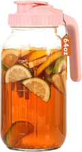 Mihlapi Glass Pitcher with Lid, 64 OZ Mason Jar Pitcher Double Leak Proof, 2 Quart Breast Milk Storage Containers for Fridge, Wide Mouth Glass Jar for Sun Tea, Juice, Cold Brew Coffee