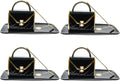 YnsfreeCeramic Purse Coffee Mugs Set Tea Cup Unique Bag shaped mug and Saucer Set with Spoon and Saucer For Women Thanksgiving Christmas Gifts (black set of 4)