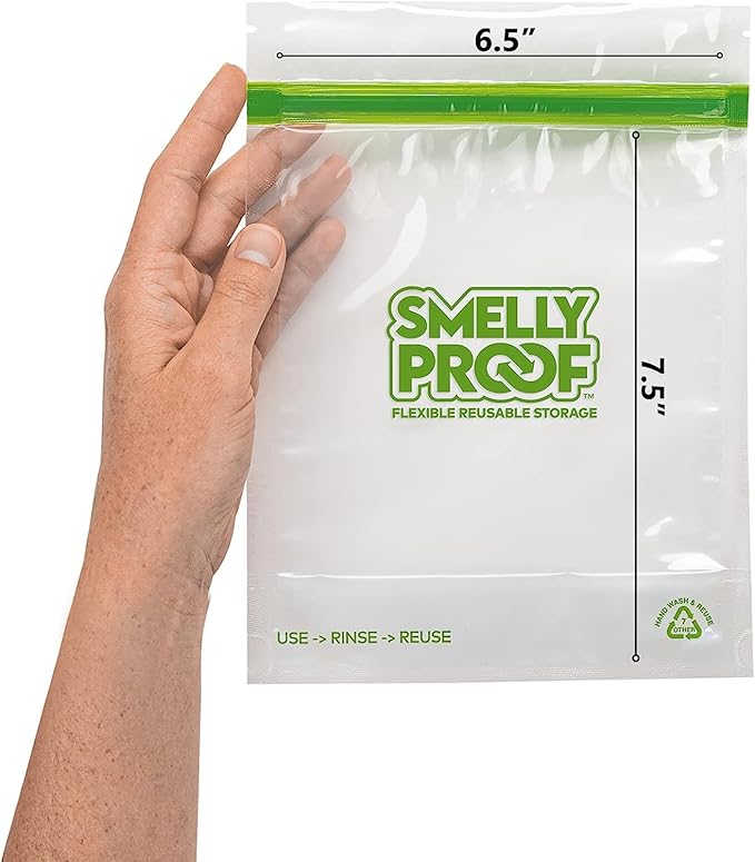 Smelly Proof 15 x Expandable Stand & Fill REUSABLE Storage Bags for Food Designed & Mfg in US, BPA FREE, NO PEVA, Reusable Sandwich Bags, Dishwasher-Safe, Clear 3 mils STAND UP 6.5" x 7.5" - 15pk