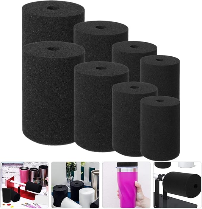 Tofficu 8Pcs Cup Turner Sponges Cylinder Sponge Inserts for Tumbler Turner DIY Craft Foam Compatible with Various Cup Sizes 4.72X3.54X3.54In