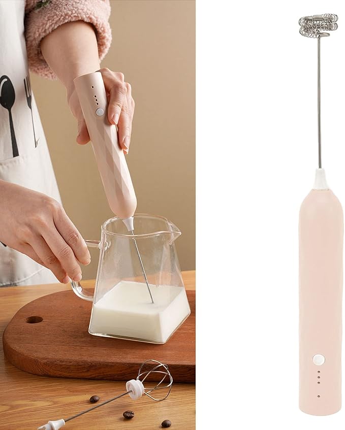 Small Household Egg Beater Mini Multifunctional Blender Handheld Electric Stirrer Foam Maker Whisk Cordless Milk Coffee Foamer (Apricot)